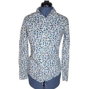 J.Crew perfect fit button-down blue floral print top size 4
